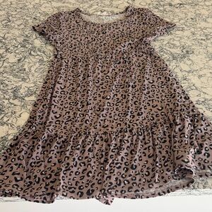Pink Rose Pink and Black Leopard Ruffle-Hem Dress